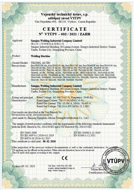 China Foshan Sanqiao Welding Industry Co., Ltd. certificaten